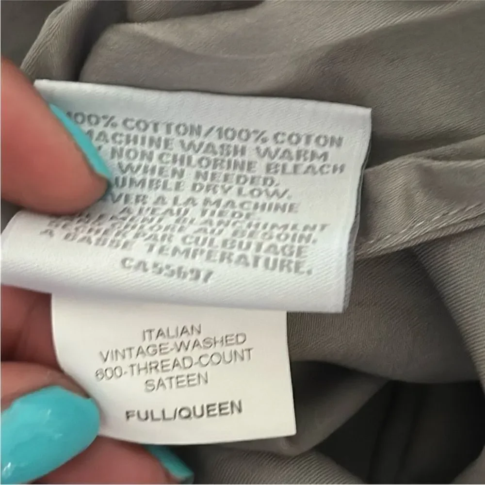 Restoration Hardware RH 600TC Sateen Duvet Cover Gray Silver Nickel NWOT